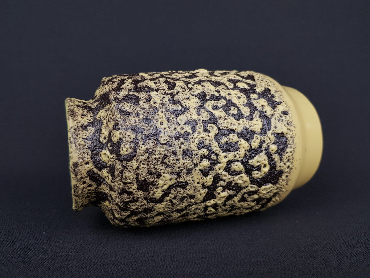 Vintage ES-KERAMIK (Emons und Sohne) Ýellow and Brown Fat Lava Glaze Vase West German Pottery 1970s