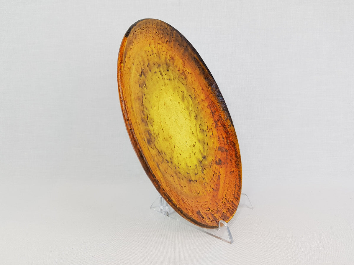Vintage MARCELLO FANTONI Orange and Yellow Art Plate Italian Collectible Pottery 1960 1970