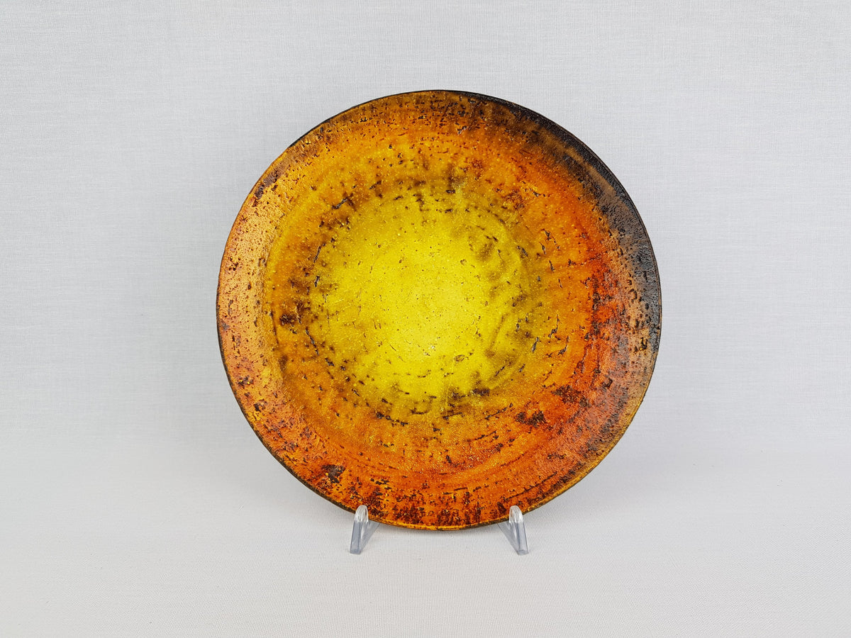 Vintage MARCELLO FANTONI Orange and Yellow Art Plate Italian Collectible Pottery 1960 1970
