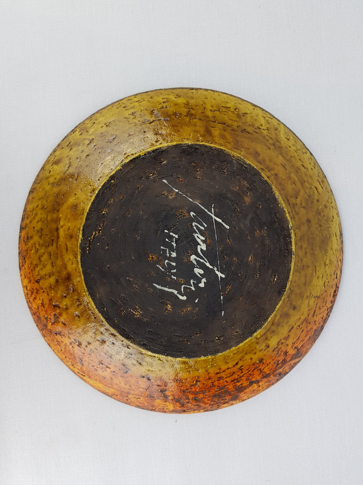Vintage MARCELLO FANTONI Orange and Yellow Art Plate Italian Collectible Pottery 1960 1970