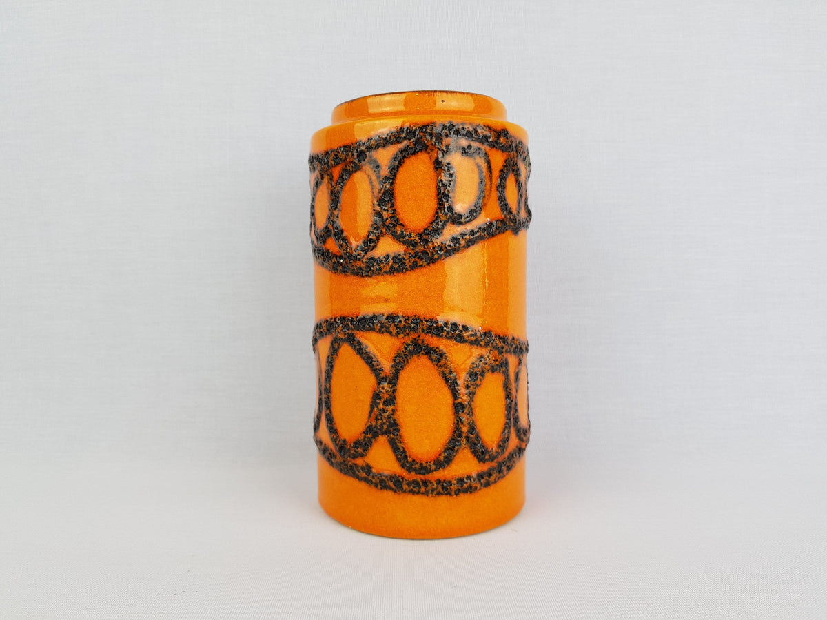 Vintage SCHEURICH KERAMIK Orange Fat Lava Vase 203 18 West German Pottery 1970s