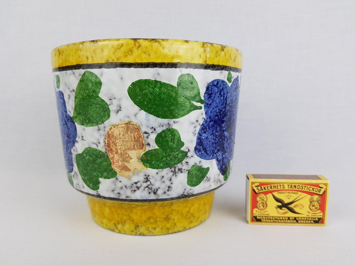 Vintage MAREI KERAMIK Yellow Flower Pot Planter with flower Gundel decor 12-3 West German Pottery 1970s