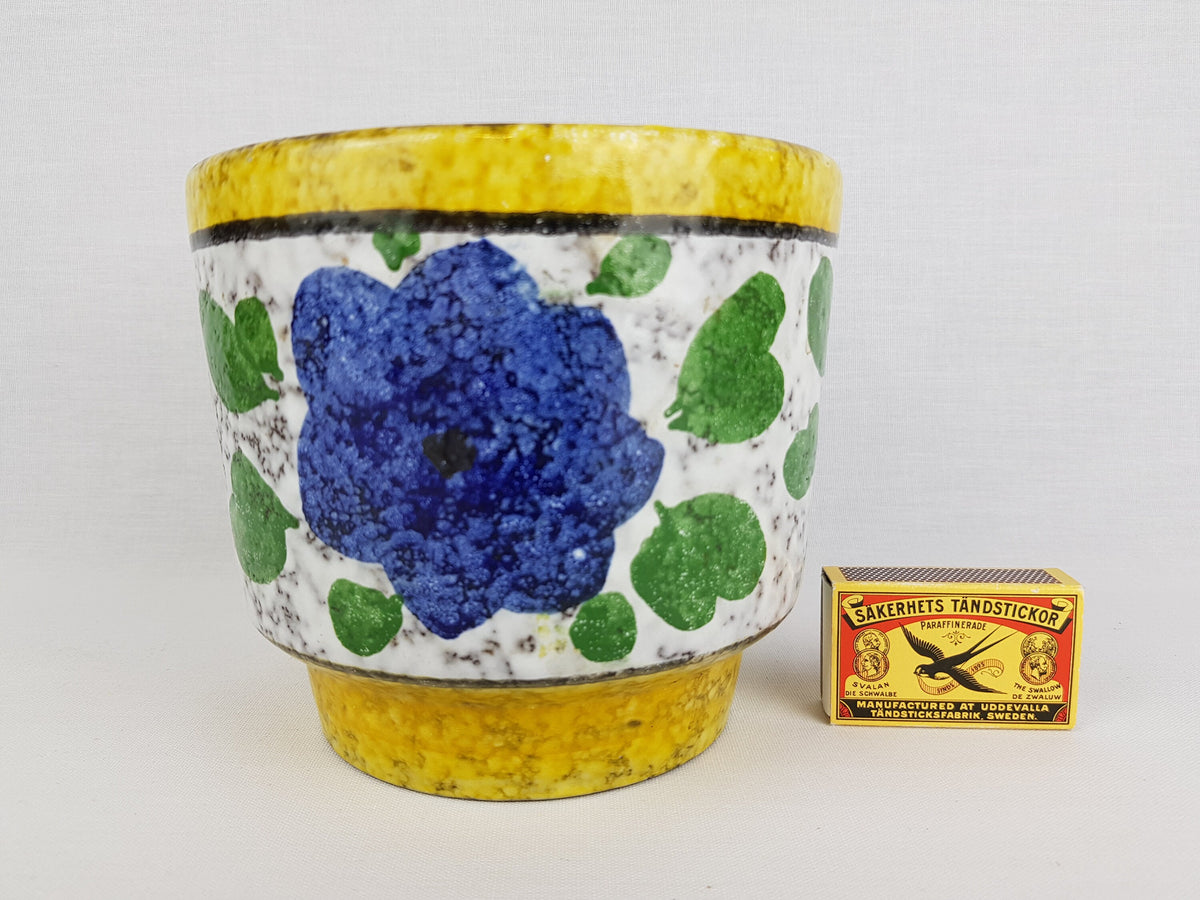 Vintage MAREI KERAMIK Yellow Flower Pot Planter with flower Gundel decor 12-3 West German Pottery 1970s