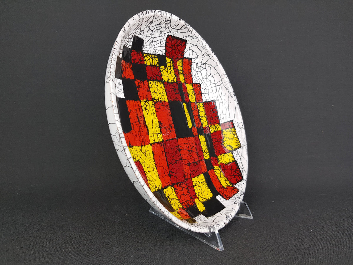 Rare Vintage Wall plate by Agnes Hegyi for Hungarian Iparművészeti Ceramic Factory, 1960s handpainted