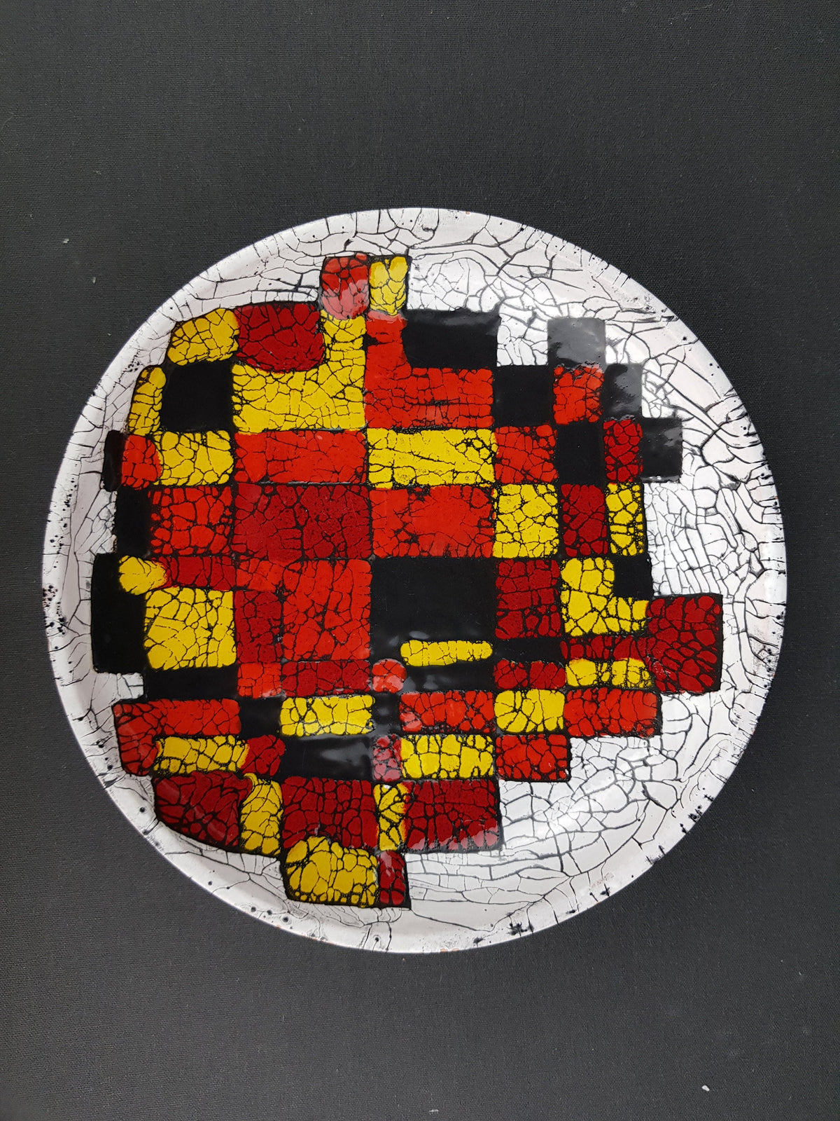 Rare Vintage Wall plate by Agnes Hegyi for Hungarian Iparművészeti Ceramic Factory, 1960s handpainted