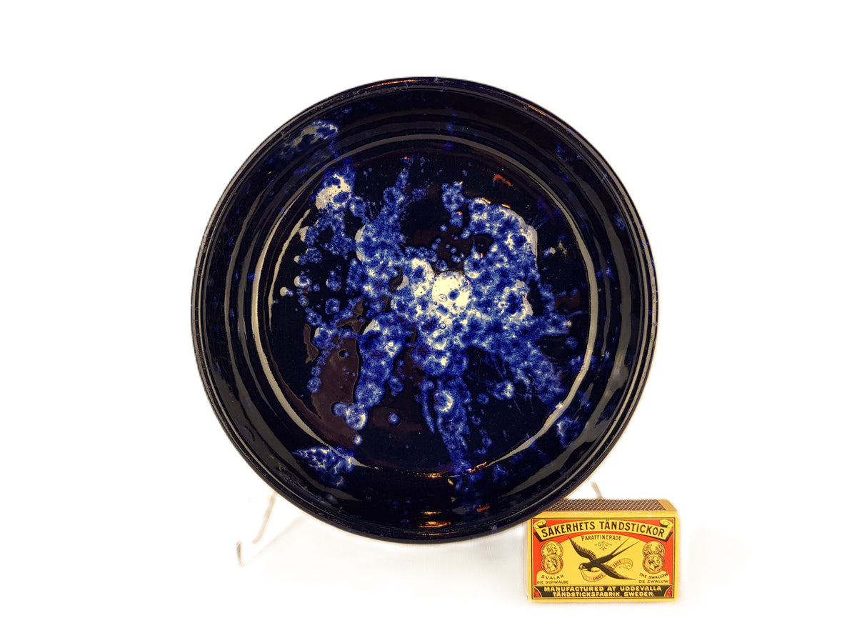Vintage MAREI KERAMIK Ink Blue Bowl with Grönland decor West German Pottery 1970s