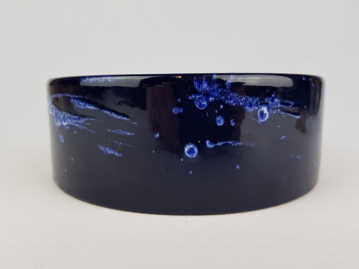 Vintage MAREI KERAMIK Ink Blue Bowl with Grönland decor West German Pottery 1970s
