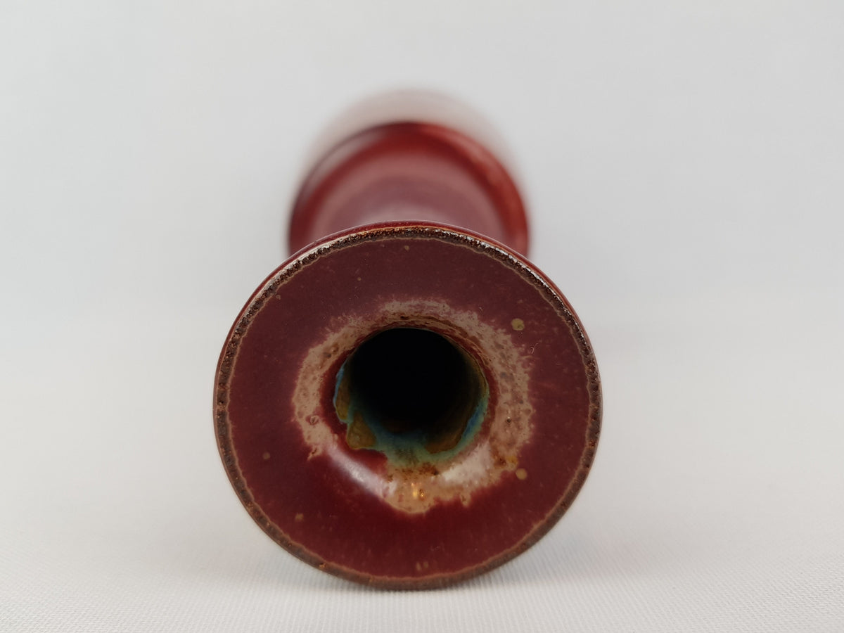 Vintage BAUMFALK TOPFEREI Burgundy Longneck Vase Studio Art Pottery 1970s, Jever West Germany