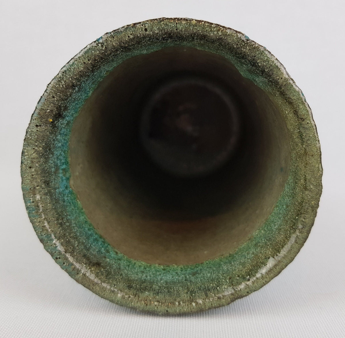 Vintage PIETER GROENEVELDT Dutch Studio Art Pottery Blue Fat Lava Vase 1960s