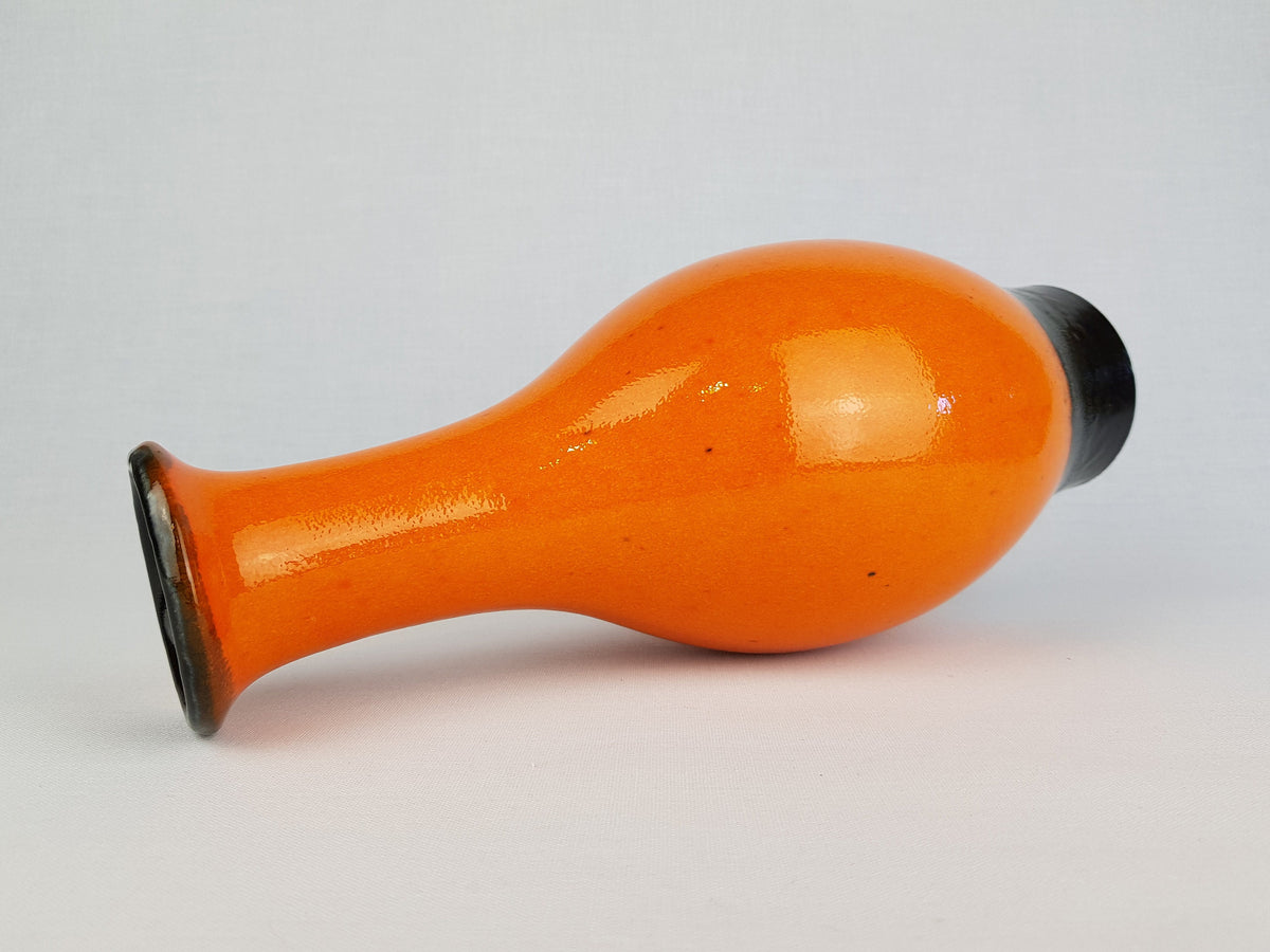 Vintage JASBA KERAMIK Orange and Brown Vase 1162 30 West German Pottery 1968s