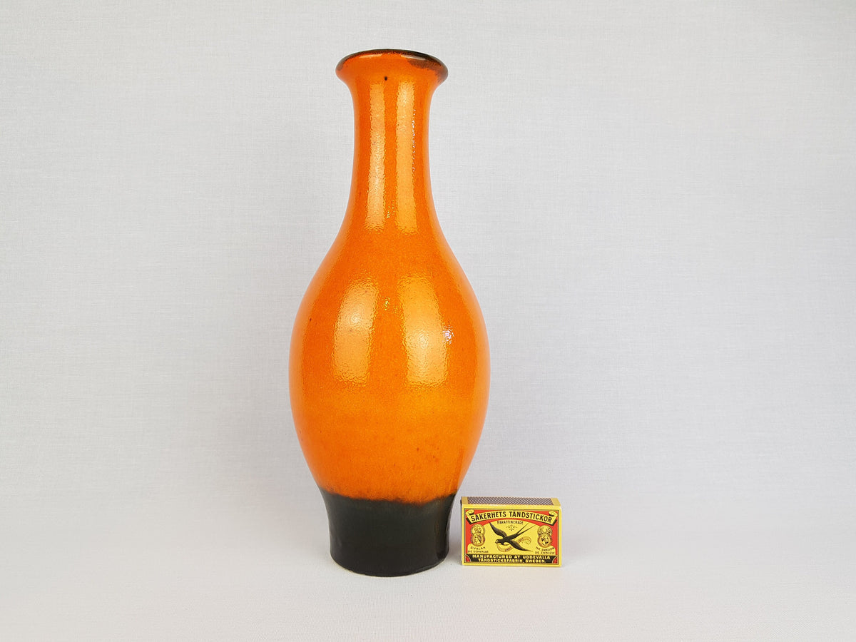 Vintage JASBA KERAMIK Orange and Brown Vase 1162 30 West German Pottery 1968s