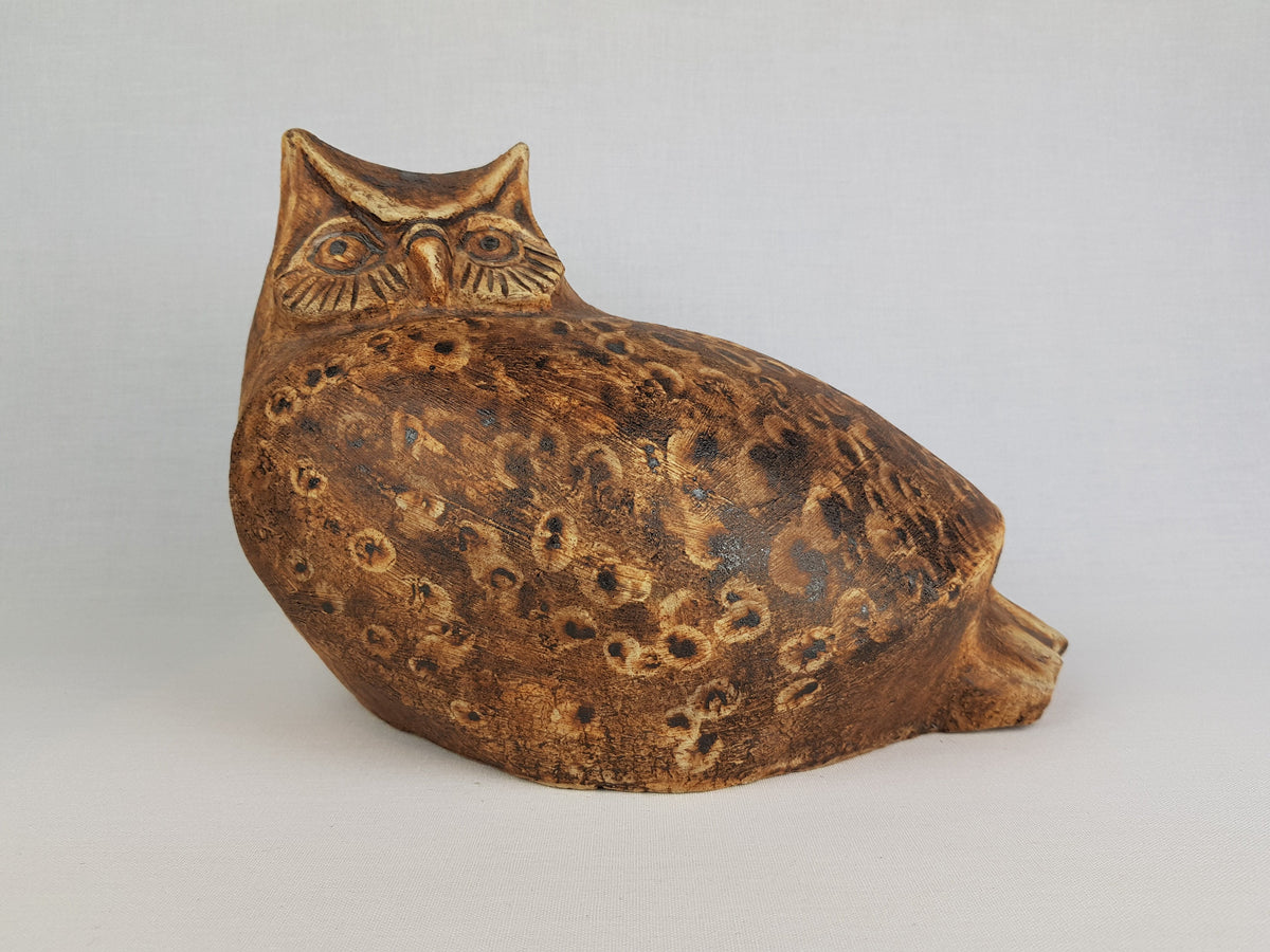 Vintage GERHARD LIEBENTHRON Studio Art Pottery Owl Figure West Germany 1984