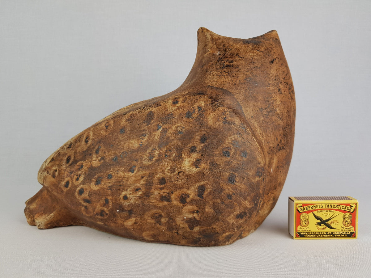 Vintage GERHARD LIEBENTHRON Studio Art Pottery Owl Figure West Germany 1984