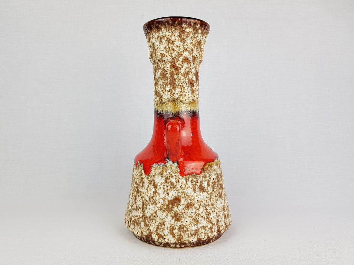 Vintage JOPEKO KERAMIK Orange Double Handled Fat Lava Vase Decor "Prag" 433 30 West German Pottery 1970s