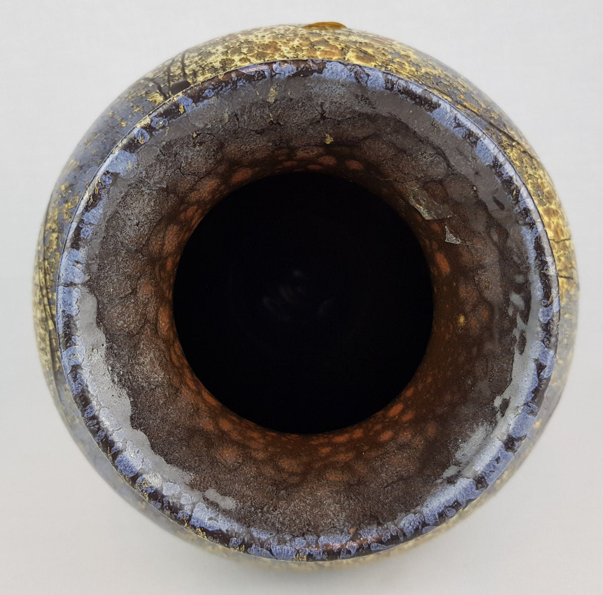 Vintage RUSCHA ART KERAMIK Blue and Yellow Vase 837 West German Pottery 1980s