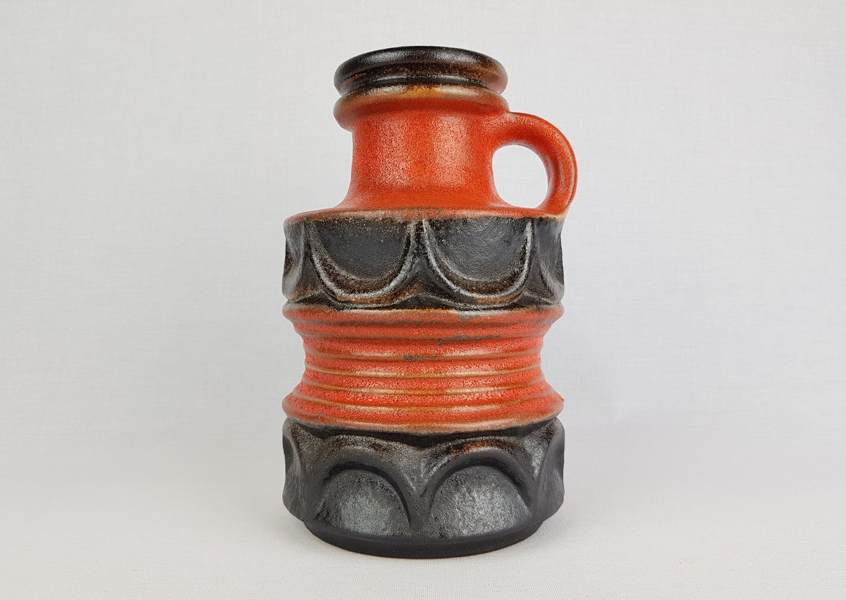 Vintage CARSTENS KERAMIK Brown Orange Handled Vase 7916-20 West German Pottery 1970s