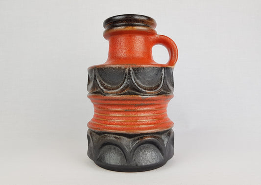 Vintage CARSTENS KERAMIK Brown Orange Handled Vase 7916-20 West German Pottery 1970s