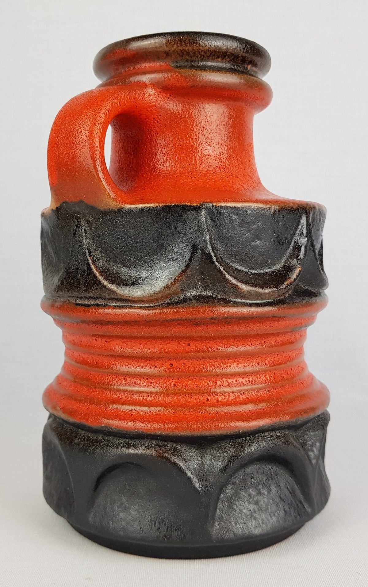 Vintage CARSTENS KERAMIK Brown Orange Handled Vase 7916-20 West German Pottery 1970s