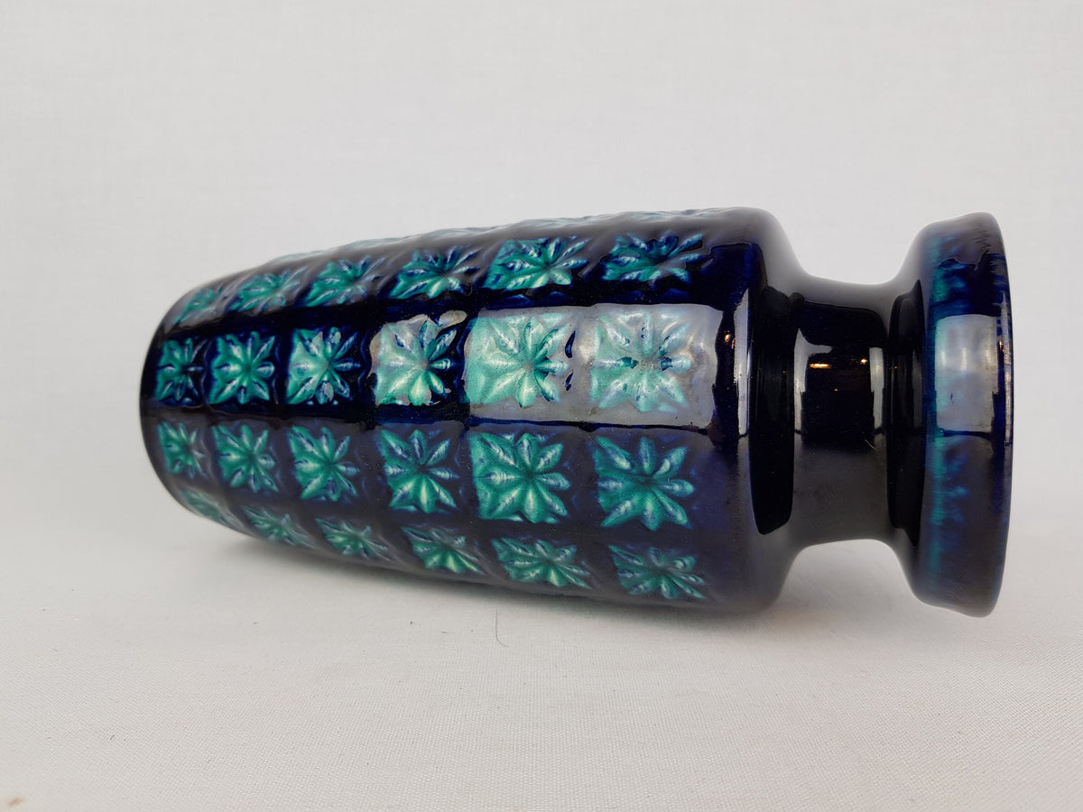 Vintage SCHEURICH KERAMIK Dark Blue and Turquoise Vase with PRISMA decor 261 22 West German Pottery 1970s