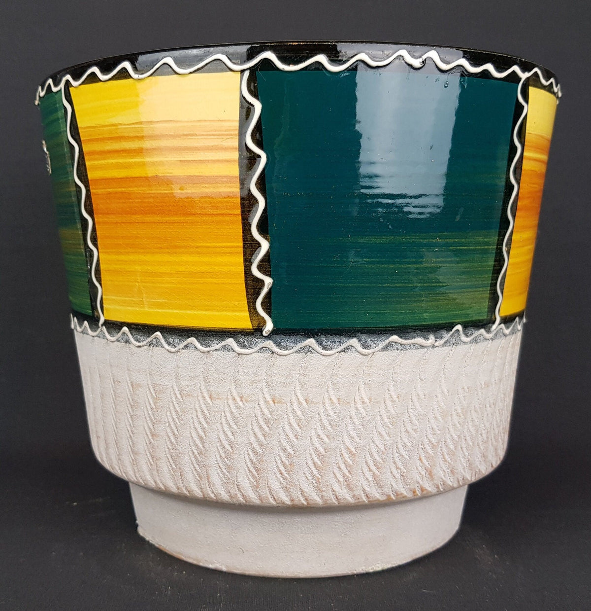 Vintage BAY KERAMIK Planter Flower Pot "Mexiko" Decor West German Pottery 1966s Original Foil