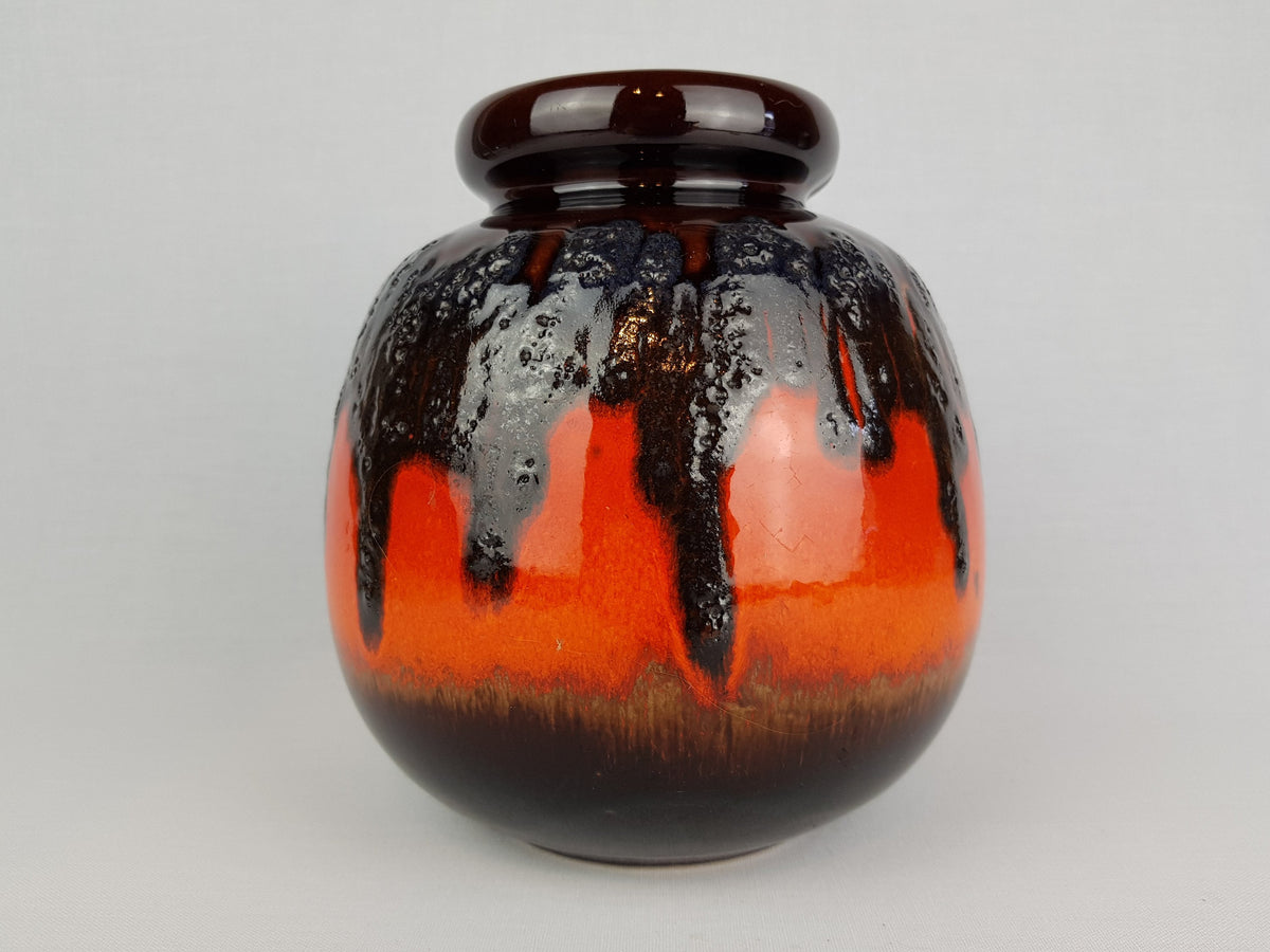 Reserved for B --- Vintage SCHEURICH KERAMIK Brown and Orange/ Red Fat Lava CERAMOS Vase 284 19 West Geman Pottery 1970s
