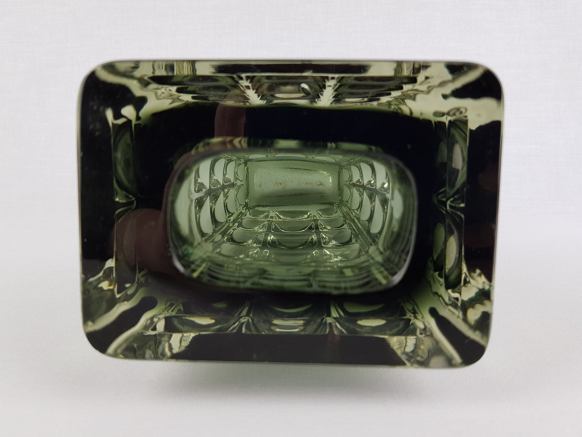 Vintage ICHENDORF GLASS Green Design Vase by Horst Tüselmann West Germany 1960-70s
