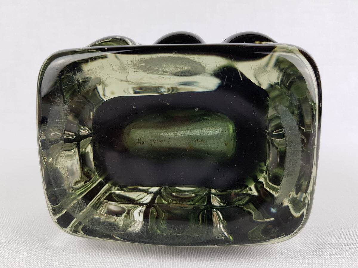 Vintage ICHENDORF GLASS Green Design Vase by Horst Tüselmann West Germany 1960-70s