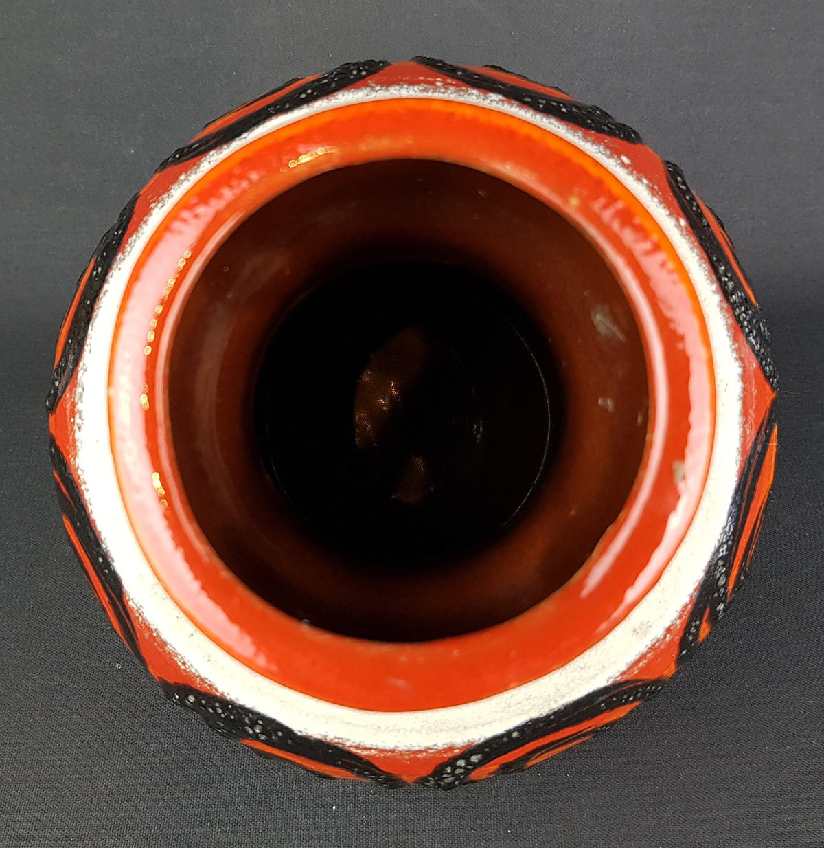Vintage CARSTENS KERAMIK Beige and Red Fat Lava Vase 1960s