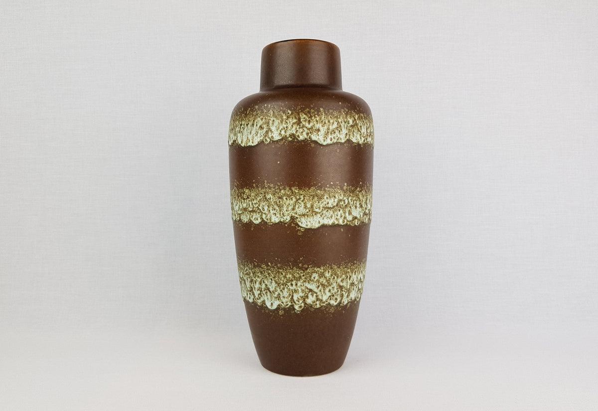Vintage SCHEURICH KERAMIK Brown and Green Fat Lava Vase 517-30 West German Pottery 1970s