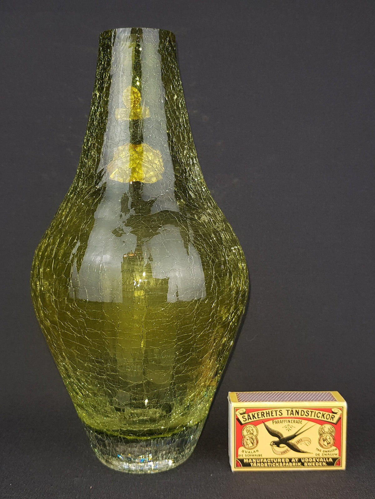 Vintage INGRID GLAS Yellow Glass Vase Craquelee Decor German Design Glass Art 1960 1970s