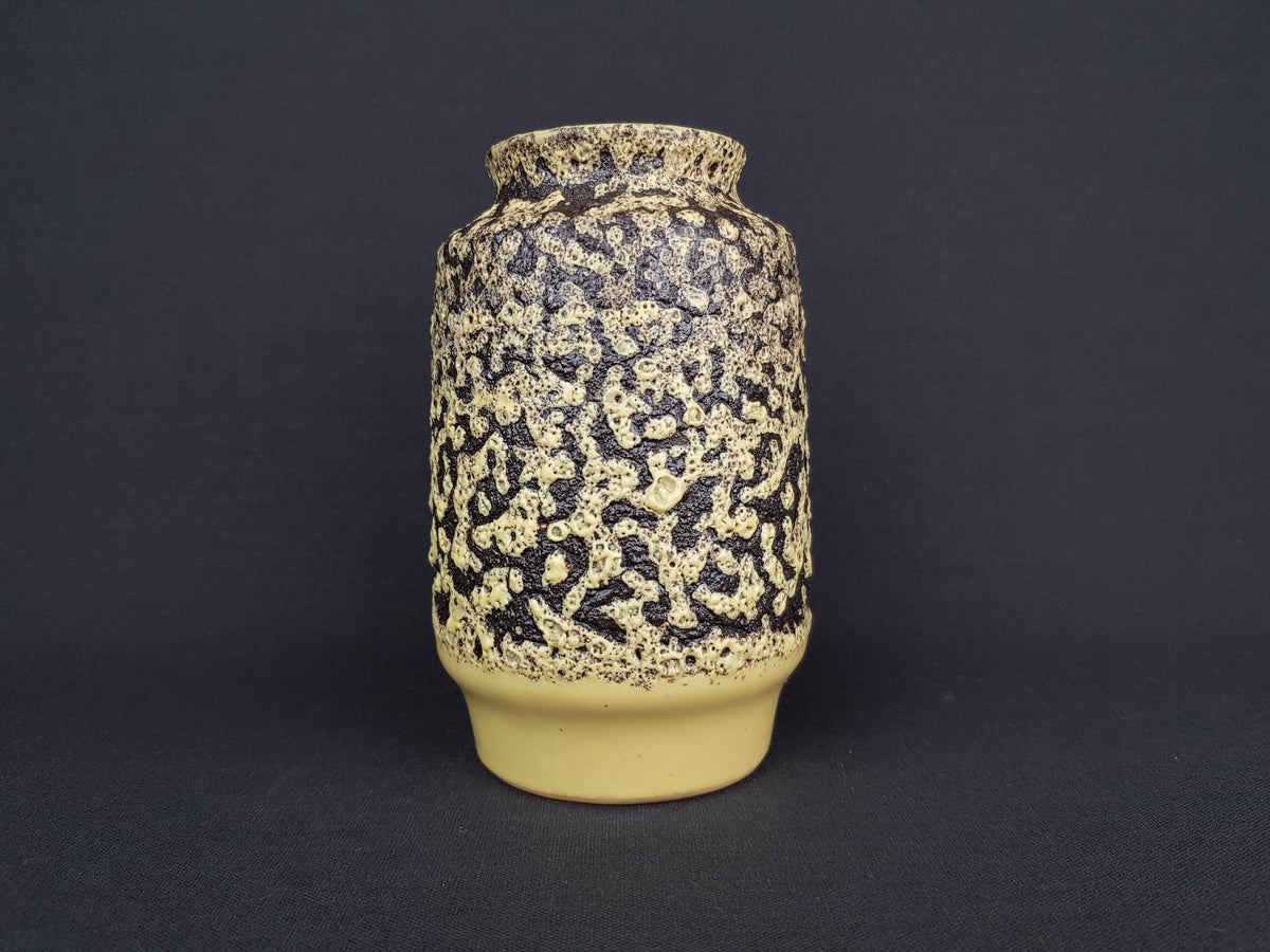 Vintage ES-KERAMIK (Emons und Sohne) Ýellow and Brown Fat Lava Glaze Vase West German Pottery 1970s