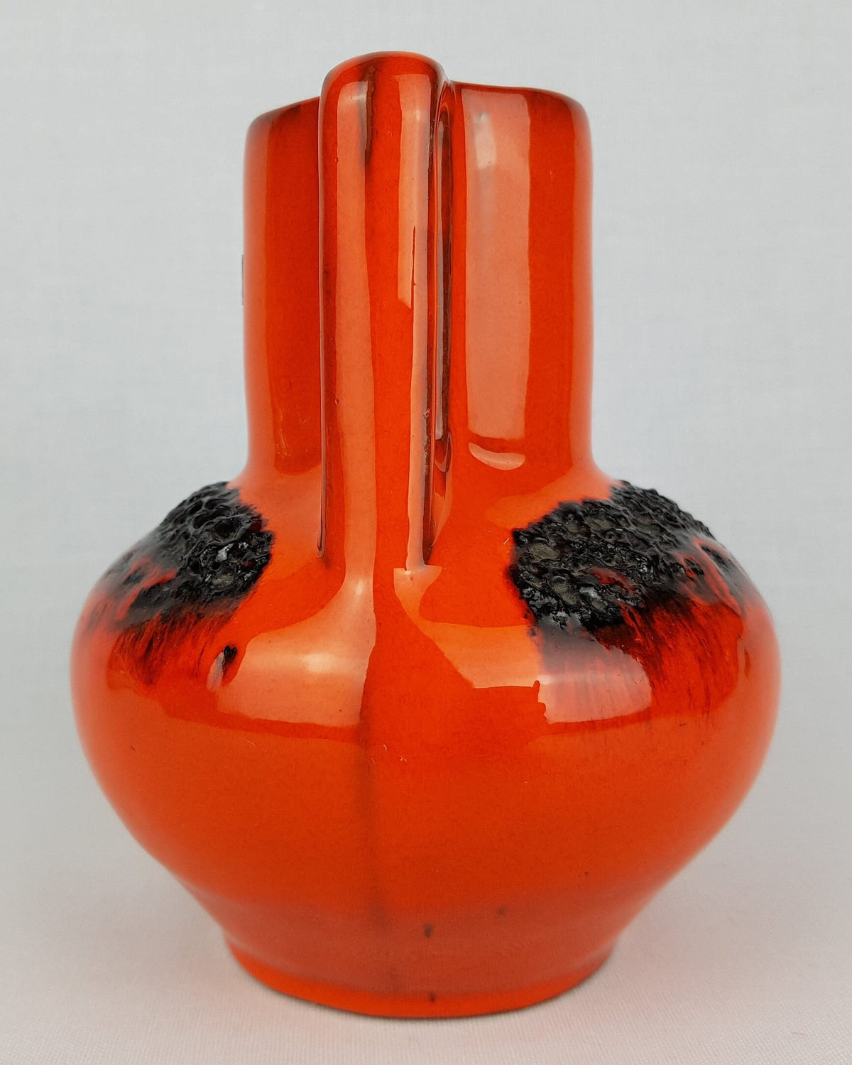 Vintage KREUTZ KERAMIK Handled Orange Fat Lava Vase 213 West German Pottery 1970s