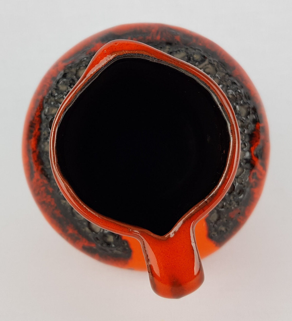 Vintage KREUTZ KERAMIK Handled Orange Fat Lava Vase 213 West German Pottery 1970s