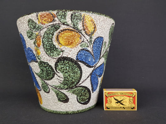 Vintage RUSCHA KERAMIK planter with ENZIAN decor West German Pottery 1950s