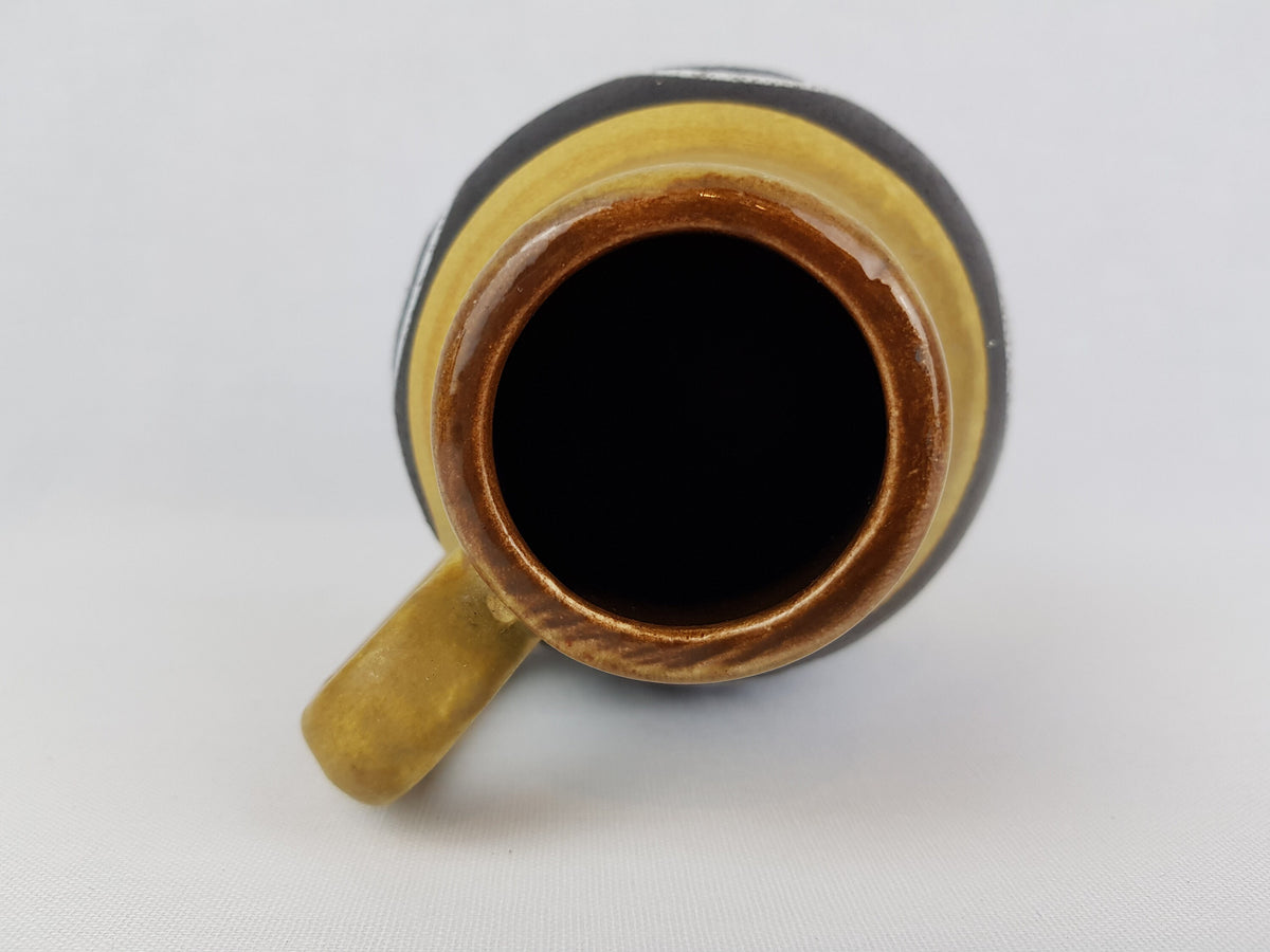 Vintage SCHEURICH KERAMIK Ochre and Dark Brown Vase With Swirl Decor 414-16 West German Pottery 1960s