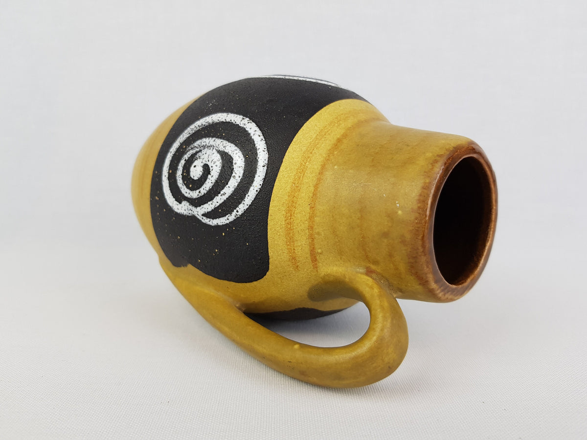 Vintage SCHEURICH KERAMIK Ochre and Dark Brown Vase With Swirl Decor 414-16 West German Pottery 1960s