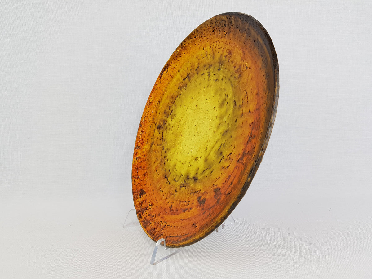 Vintage MARCELLO FANTONI Orange and Yellow Art Plate Italian Collectible Pottery 1960 1970