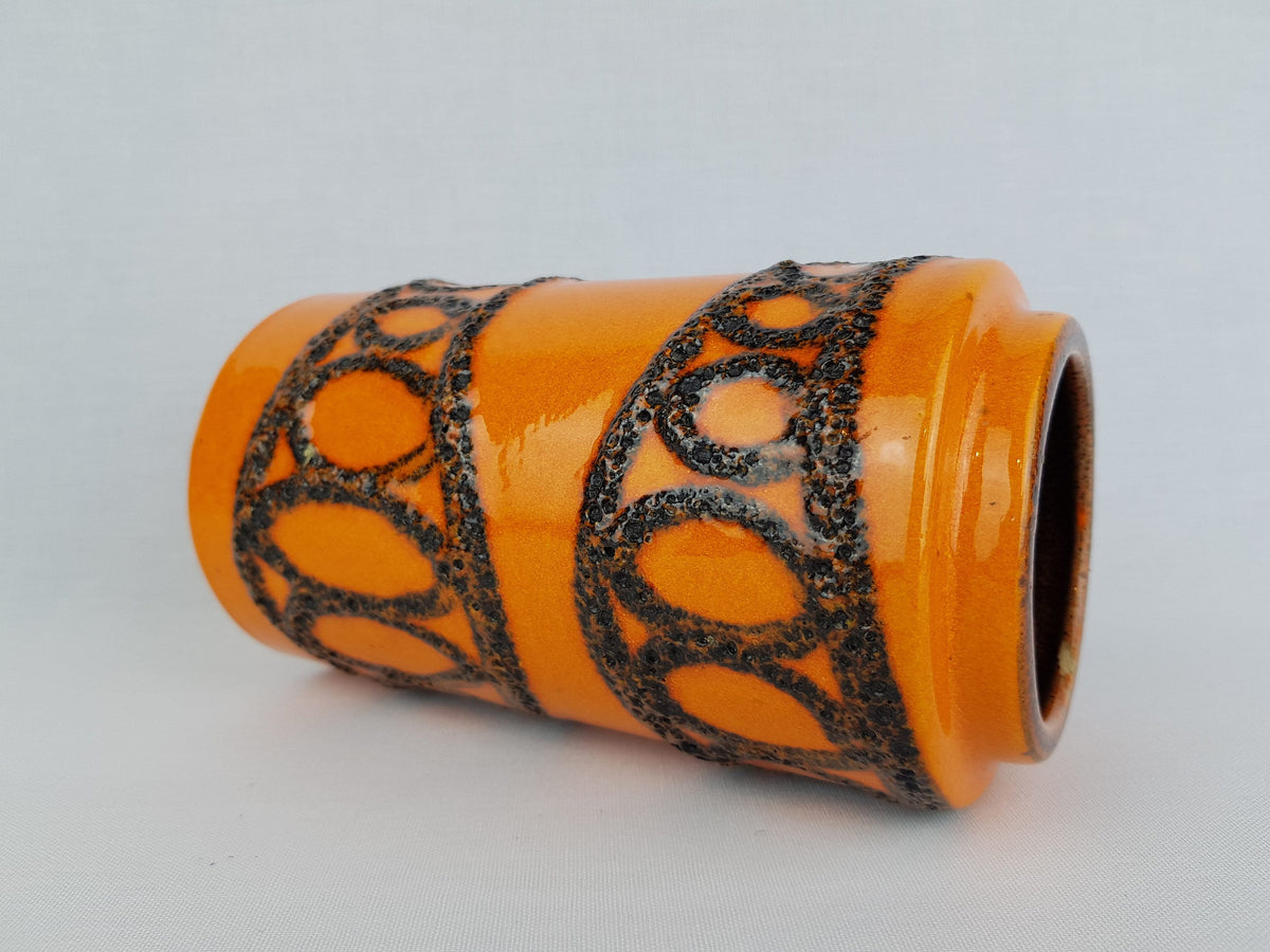 Vintage SCHEURICH KERAMIK Orange Fat Lava Vase 203 18 West German Pottery 1970s