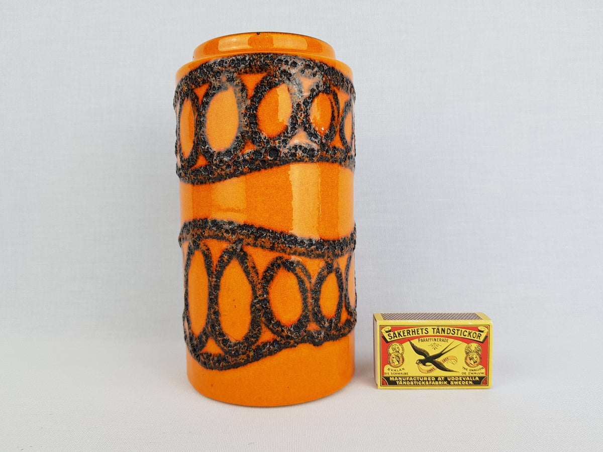 Vintage SCHEURICH KERAMIK Orange Fat Lava Vase 203 18 West German Pottery 1970s