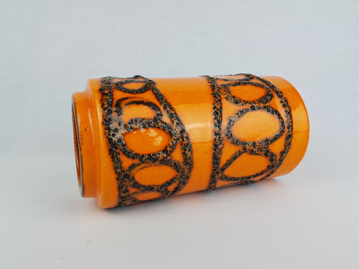 Vintage SCHEURICH KERAMIK Orange Fat Lava Vase 203 18 West German Pottery 1970s
