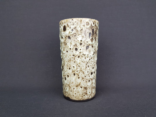 Vintage PIETER GROENEVELDT Beige Brown Fat Lava Vase 104 14 Dutch Studio Art Pottery 1960s