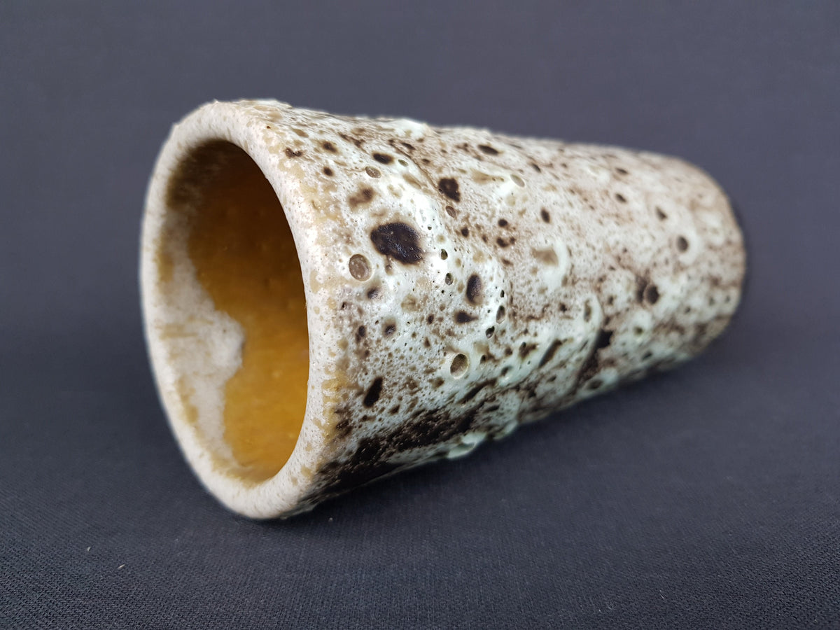 Vintage PIETER GROENEVELDT Beige Brown Fat Lava Vase 104 14 Dutch Studio Art Pottery 1960s