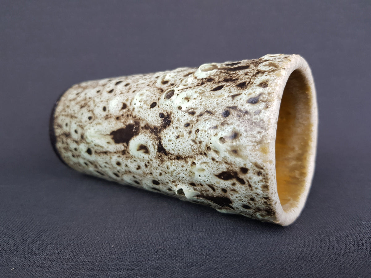 Vintage PIETER GROENEVELDT Beige Brown Fat Lava Vase 104 14 Dutch Studio Art Pottery 1960s