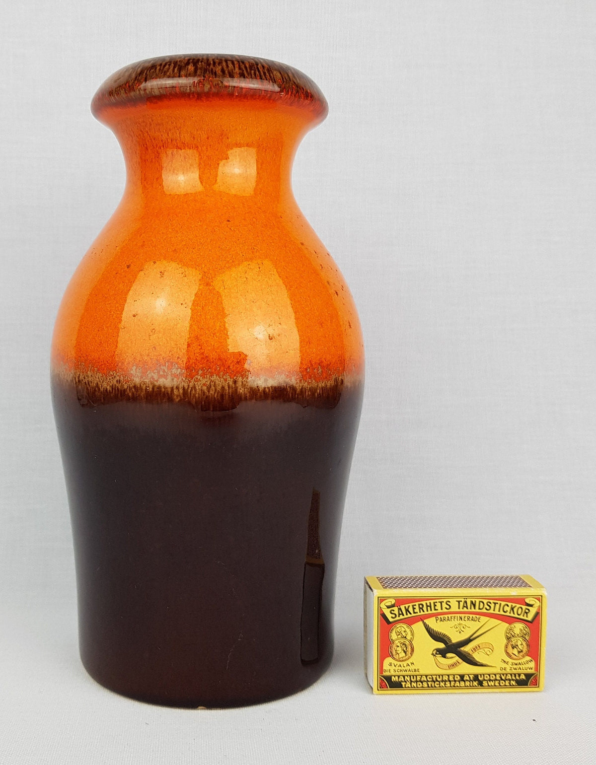 Vintage SCHEURICH KERAMIK Brown and Orange Vase 208/21 West German Pottery 1970s