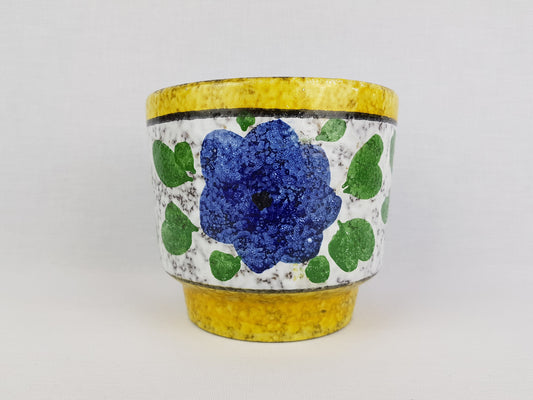 Vintage MAREI KERAMIK Yellow Flower Pot Planter with flower Gundel decor 12-3 West German Pottery 1970s