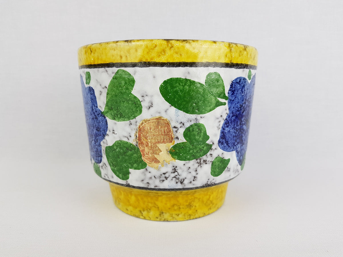Vintage MAREI KERAMIK Yellow Flower Pot Planter with flower Gundel decor 12-3 West German Pottery 1970s