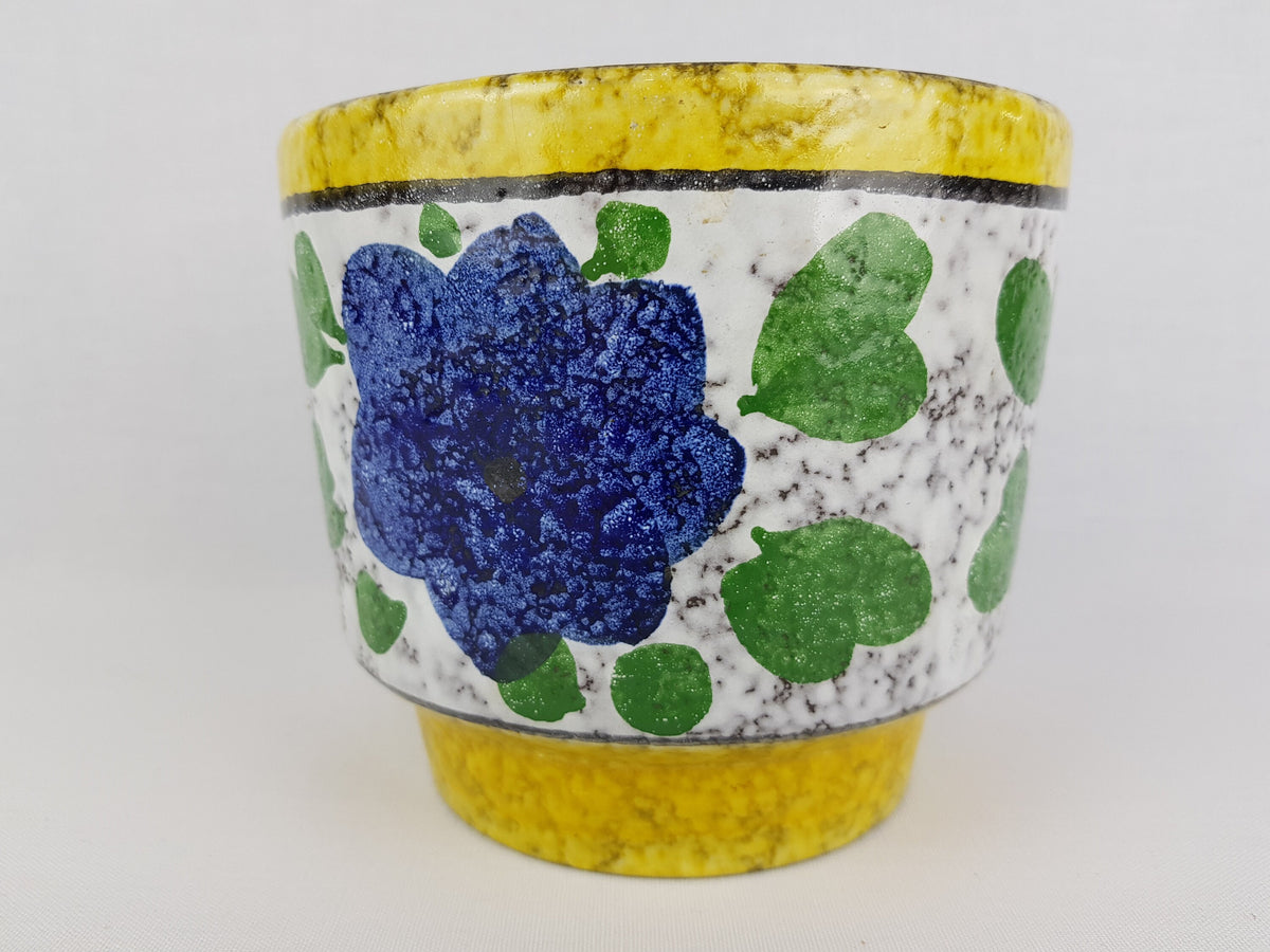 Vintage MAREI KERAMIK Yellow Flower Pot Planter with flower Gundel decor 12-3 West German Pottery 1970s