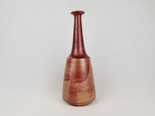 Vintage BAUMFALK TOPFEREI Burgundy Longneck Vase Studio Art Pottery 1970s, Jever West Germany