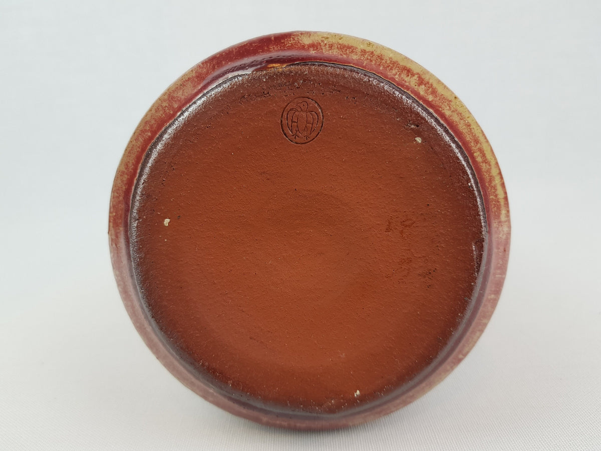 Vintage BAUMFALK TOPFEREI Burgundy Longneck Vase Studio Art Pottery 1970s, Jever West Germany