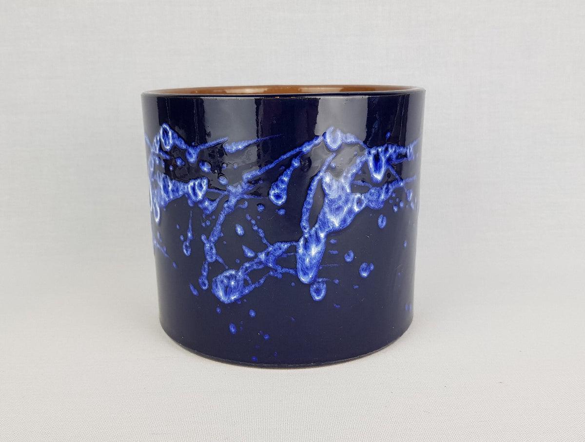 Vintage MAREI KERAMIK Blue Planter 11/2 With Grönland or Splash Decor West German Pottery 1970s *